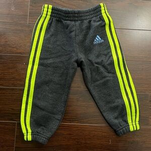 Adidas Baby Charcoal Gray Joggers with Neon Yellow Stripes
